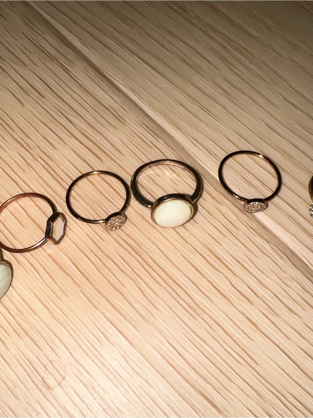 Gold Tone White Stone Stackable Ring Set